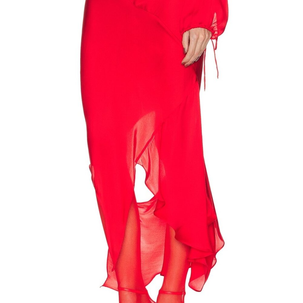 NEW NWT Acne Studios Draped Skirt in Bright Red FWRD silk assymetrical midi - Picture 5 of 8